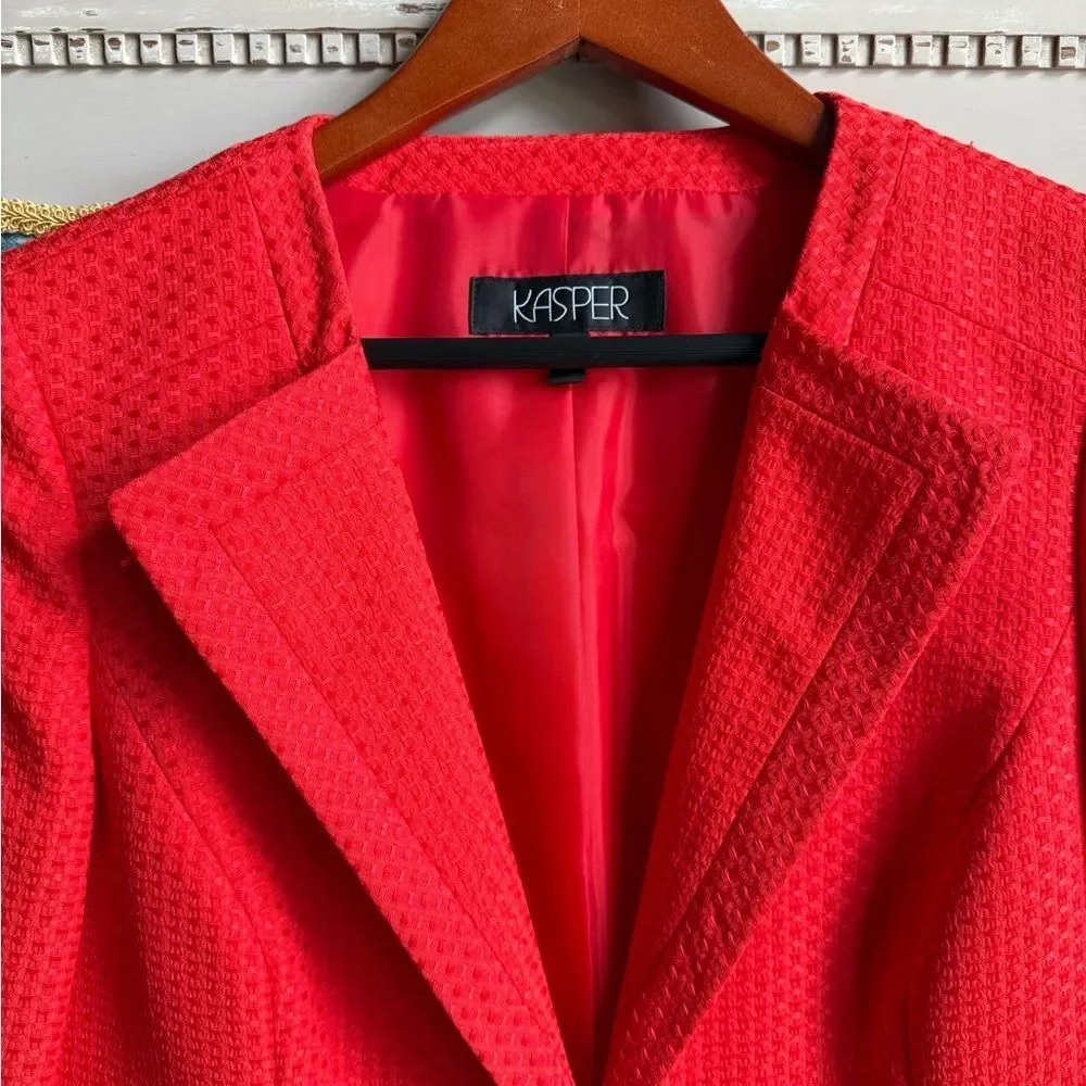 Kasper Women's Vibrant Orange Textured Blazer - Picture 5 of 6